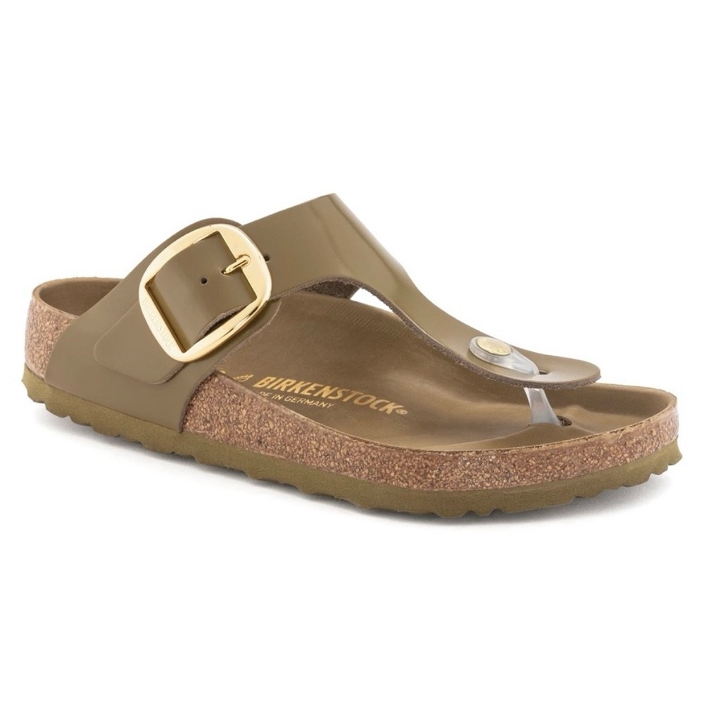 ⚡️Birkenstock Gilzeh Big Buckle High Shine Leather Sandals in Mud Green,38EU,NWT - Picture 4 of 17